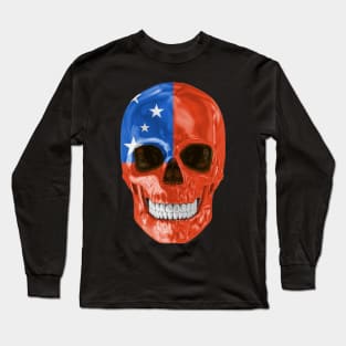 Samoa Flag Skull - Gift for Samoan With Roots From Samoa Long Sleeve T-Shirt